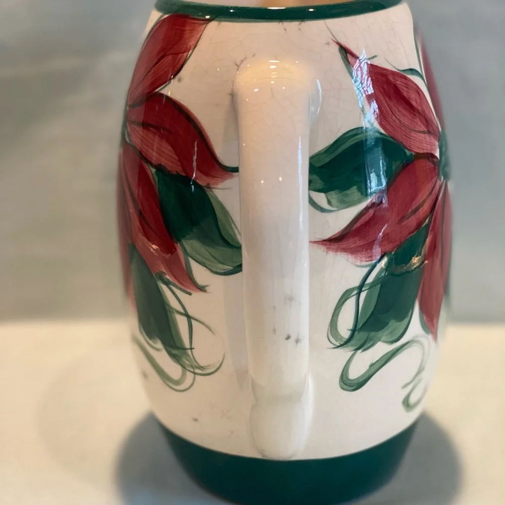 Gail Pittman Pottery Poinsettia Pitcher - Picture 7 of 15